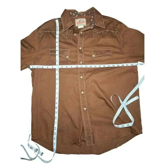 Wrangler Pearl Snap Brown White Stitch Mens 2XL Floral Embroidered - Picture 7 of 11